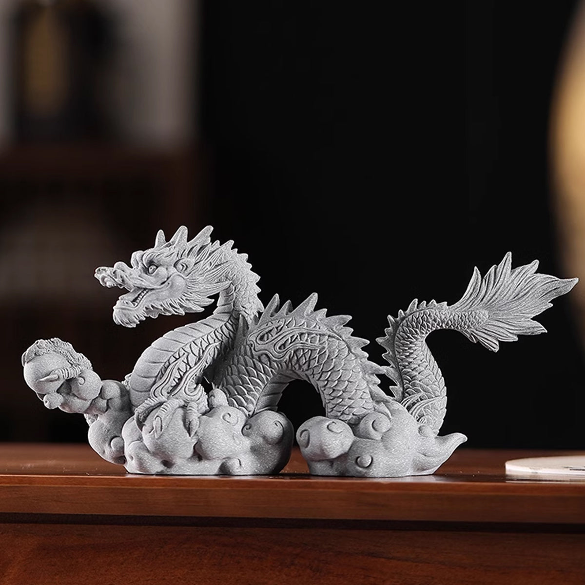 Imitation Lapis Lazuli Dragon Ornament Handcrafted Decorative Statue