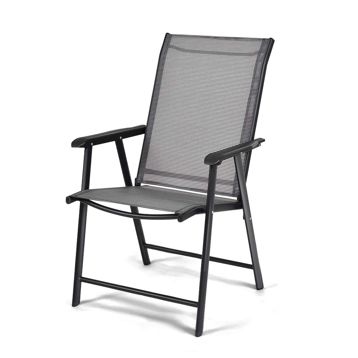 Comfortable Folding Metal Chair with Mesh Backrest for Outdoor Use