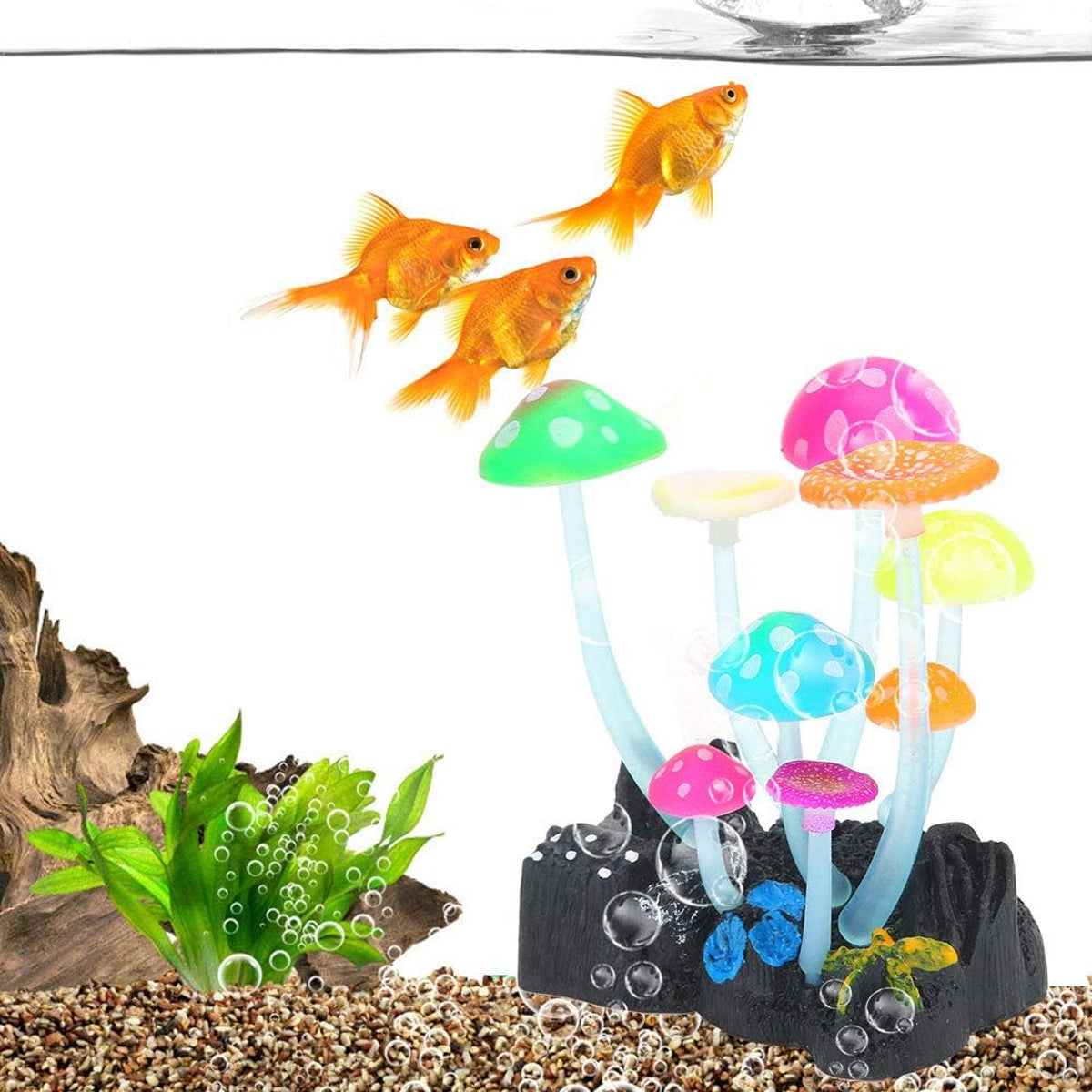 Simulation Mushroom Aquarium Ornament 9-Piece Fluorescent Decoration