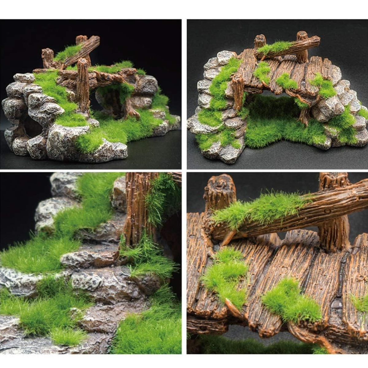Resin Moss Bridge Decoration Aquarium Ornament For Fish & Turtle Tanks