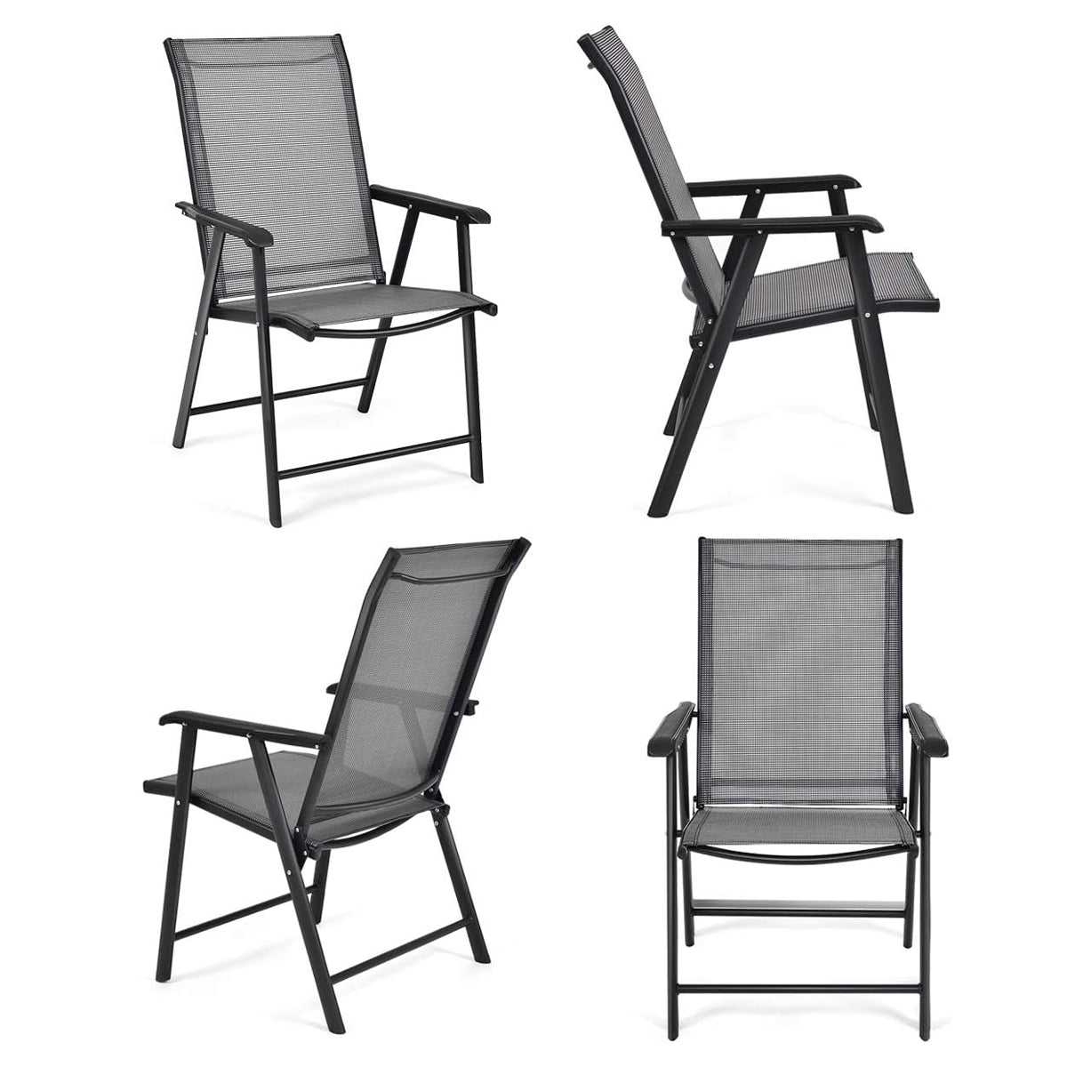 Comfortable Folding Metal Chair with Mesh Backrest for Outdoor Use