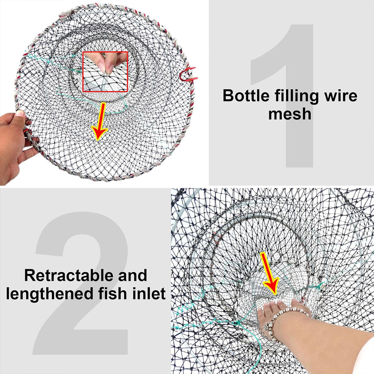 2PCS Shrimp Crab Lobster Fishing Net Trap Set