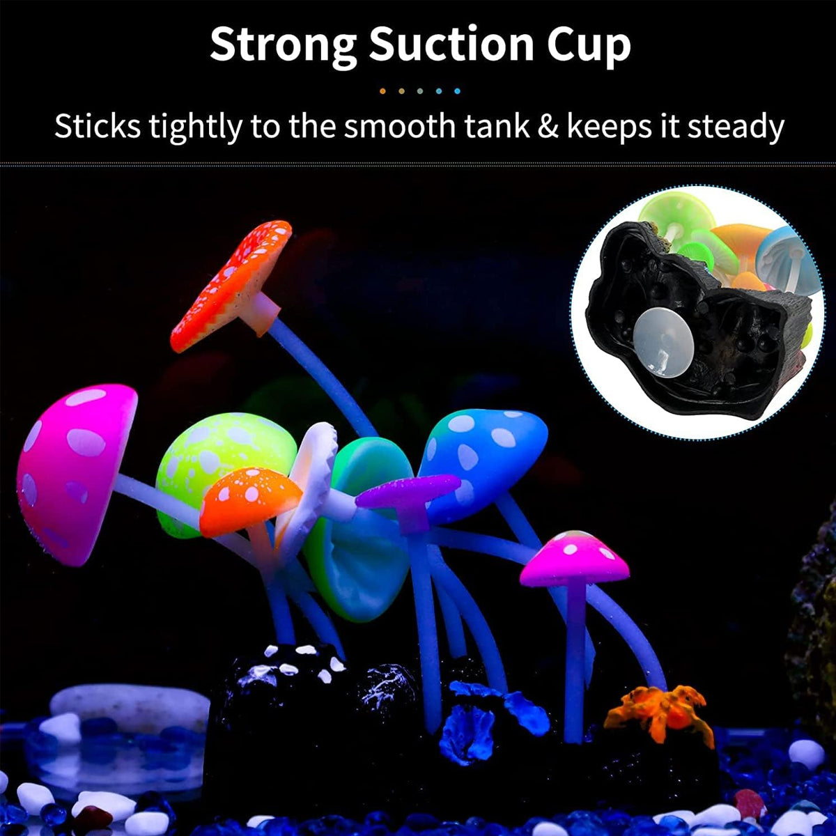 Simulation Mushroom Aquarium Ornament 9-Piece Fluorescent Decoration