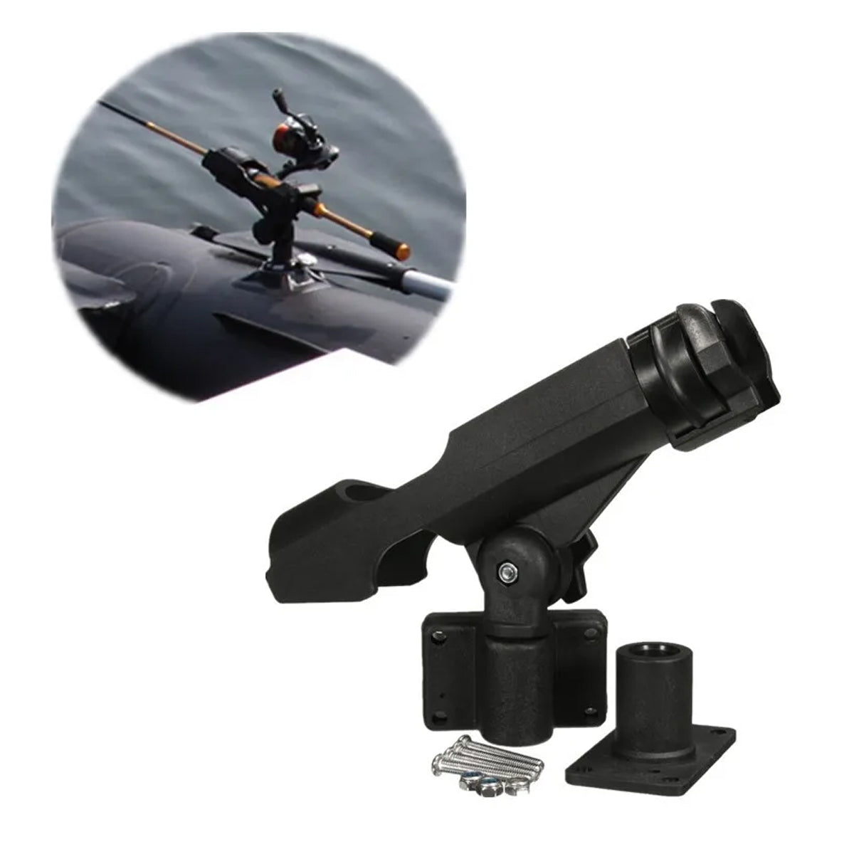 Kayak Rod Holder Adjustable 360° Swivel Rail Mount System