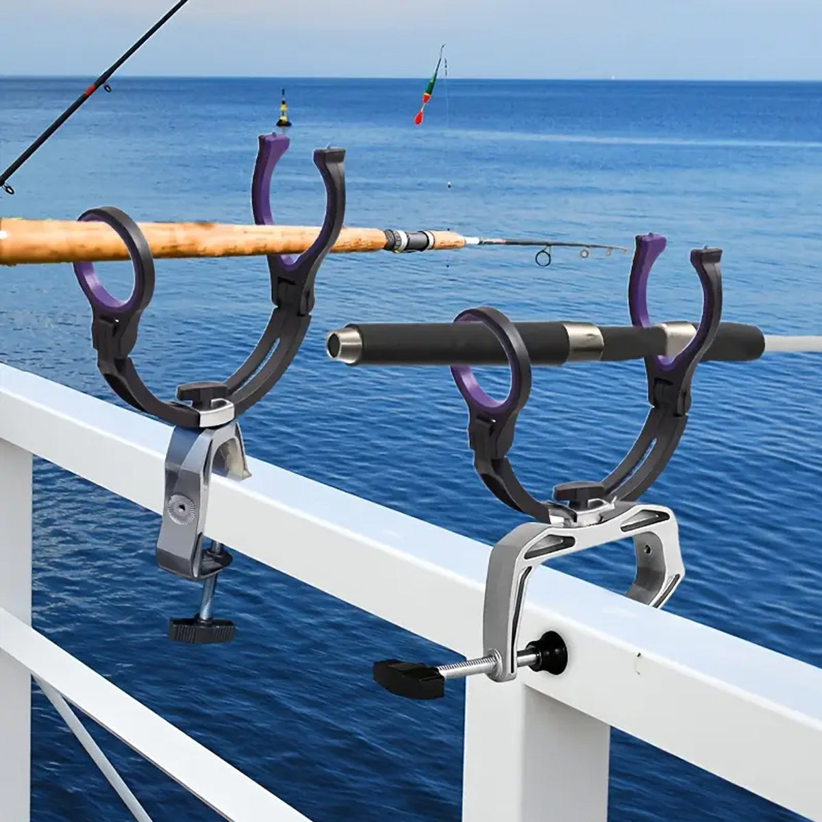 Adjustable Boat Fishing Rod Holder Clamp-on Pole Bracket Pod Rest Fishing Stand