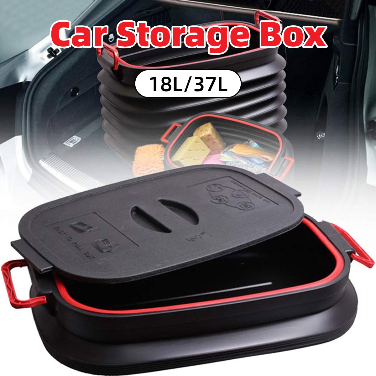 18-37L Fishing Bucket Collapsible Car Shrinkable Storage Bucket Rubbish Bin