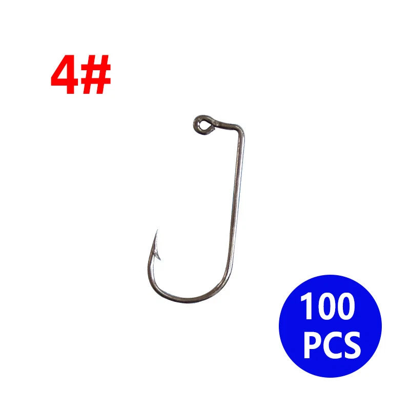 100Pcs 90 Degree Jig Hooks High Carbon Steel for Fishing