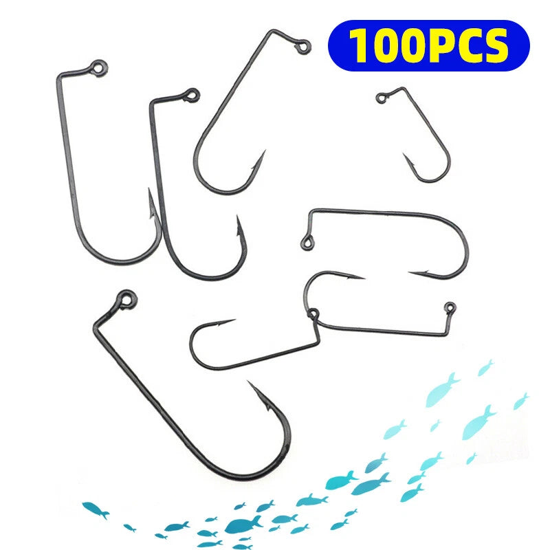 100Pcs 90 Degree Jig Hooks High Carbon Steel for Fishing