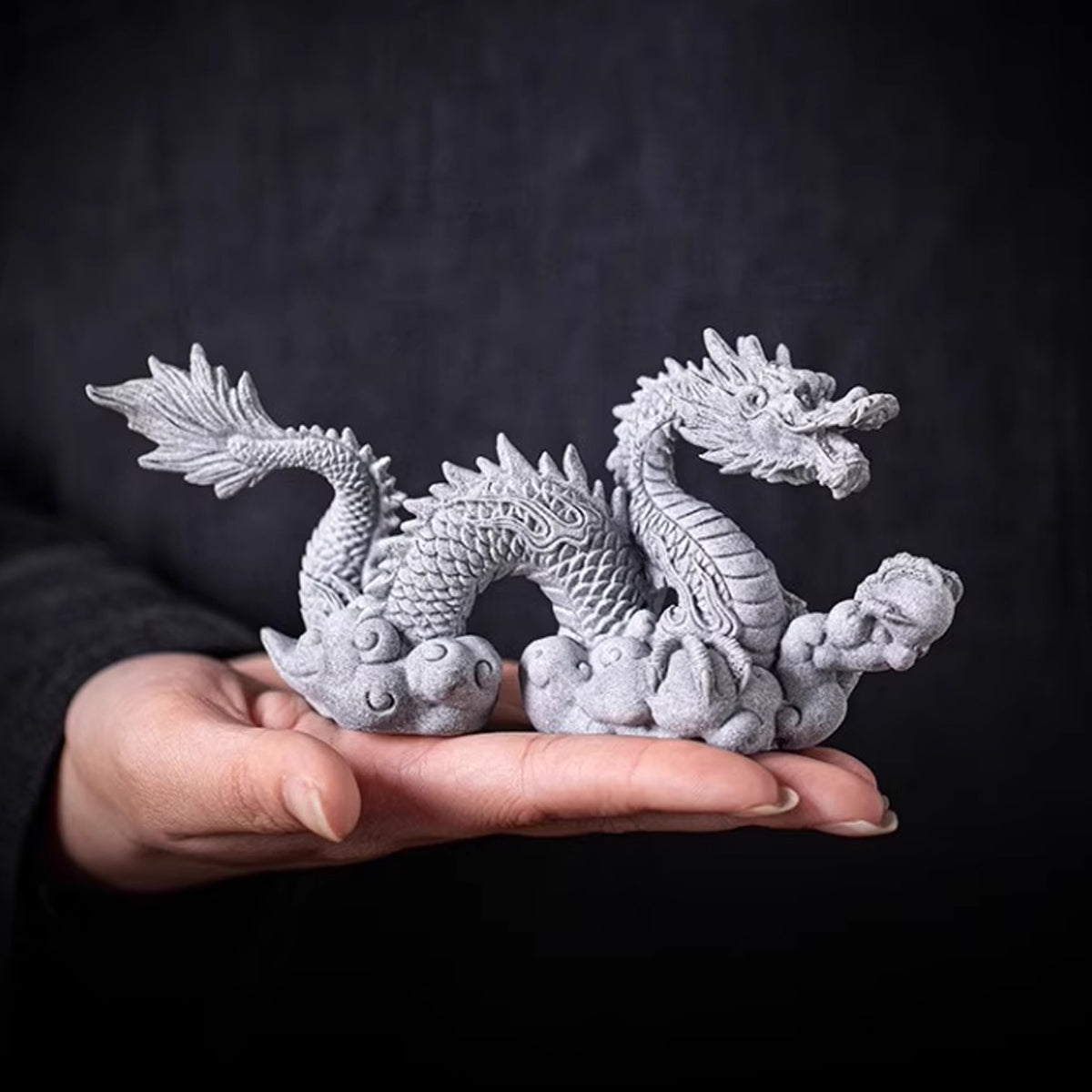 Imitation Lapis Lazuli Dragon Ornament Handcrafted Decorative Statue