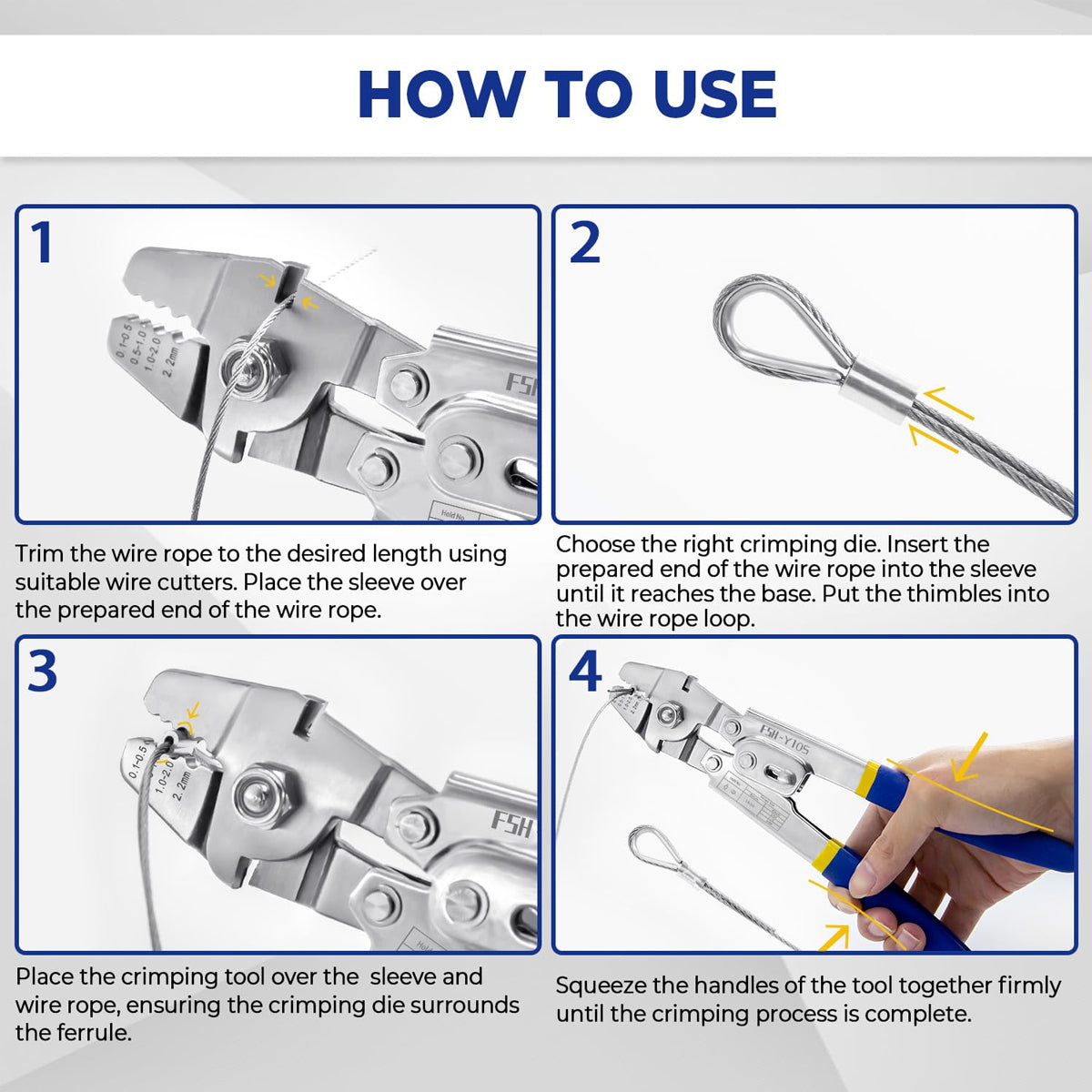 8-shaped Wire Rope Crimping Tool Pliers Swaging Swager Crimper Loop Sleeve