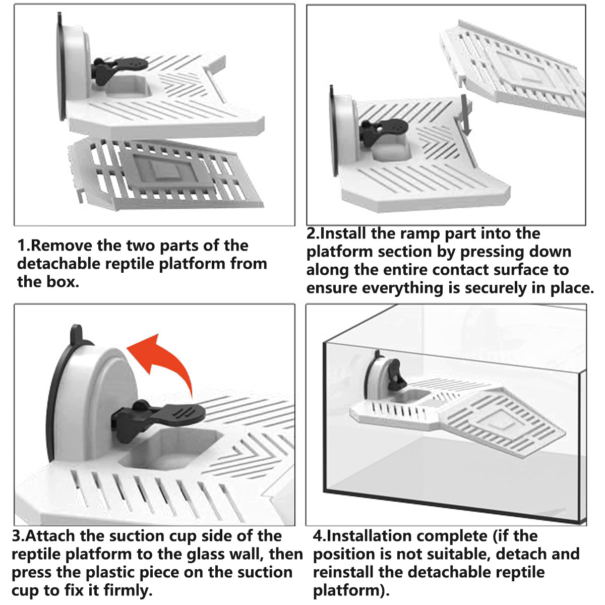 Tortoise Drying Platform Detachable Turtle Basking Ramp With Suction Cups