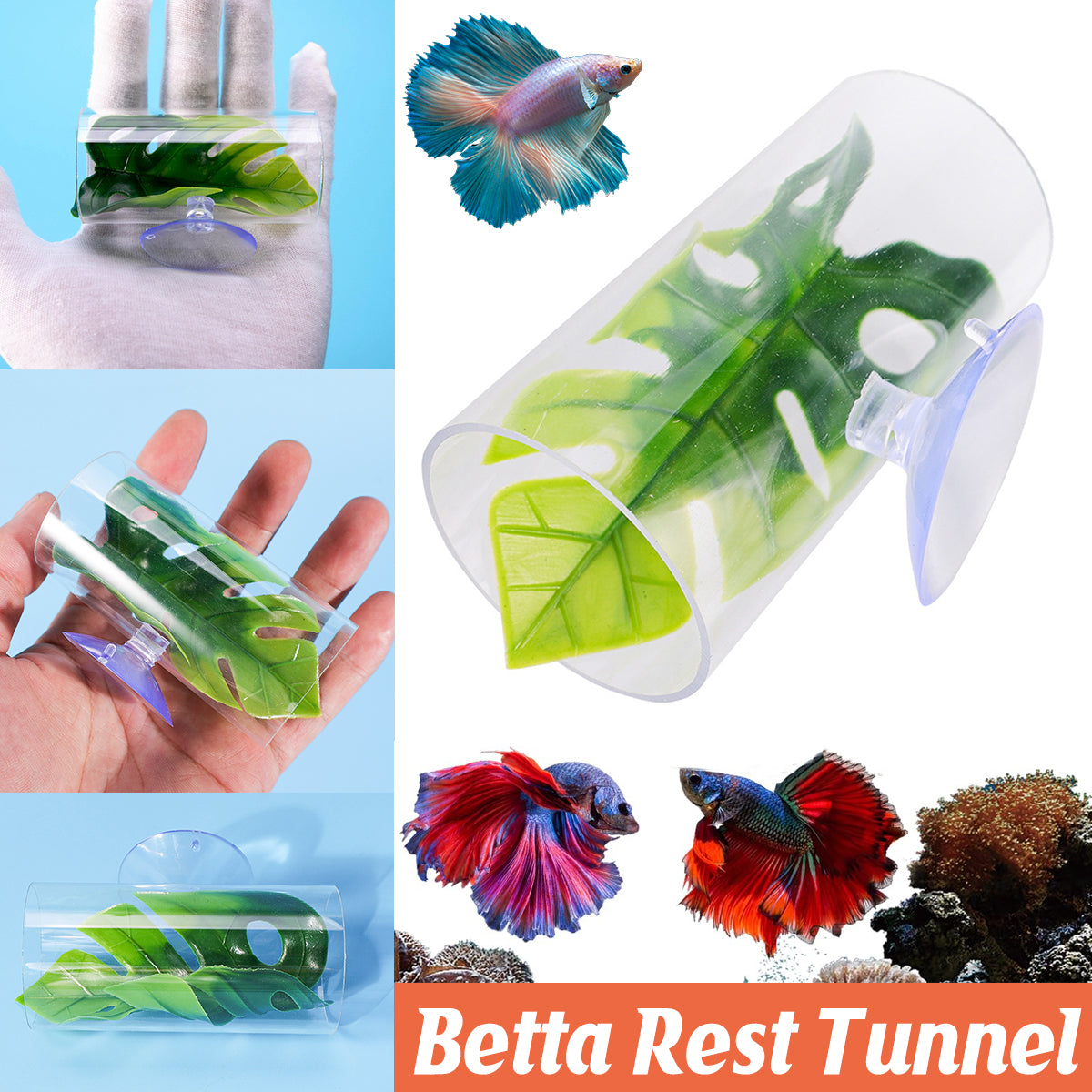 Acrylic Betta Fish Nest Leaf Shrimp Hide Pipe Aquarium Rest Breeding Tank Decor