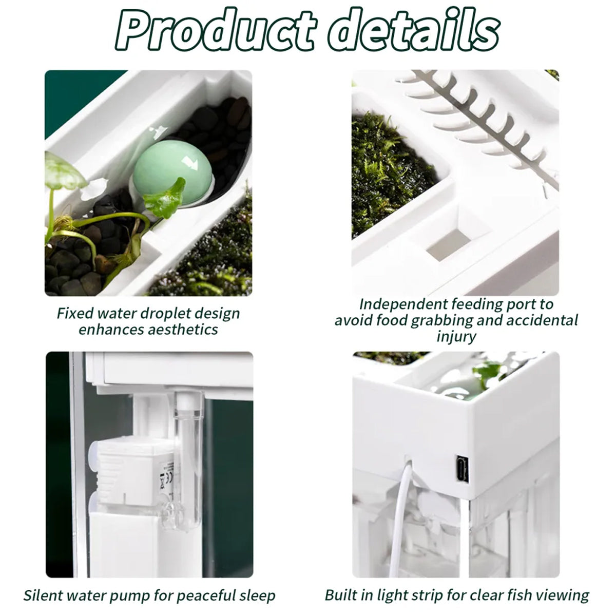 Acrylic Betta Fish Tank Four Grid Partition Clear for Desktop Home Office Decor