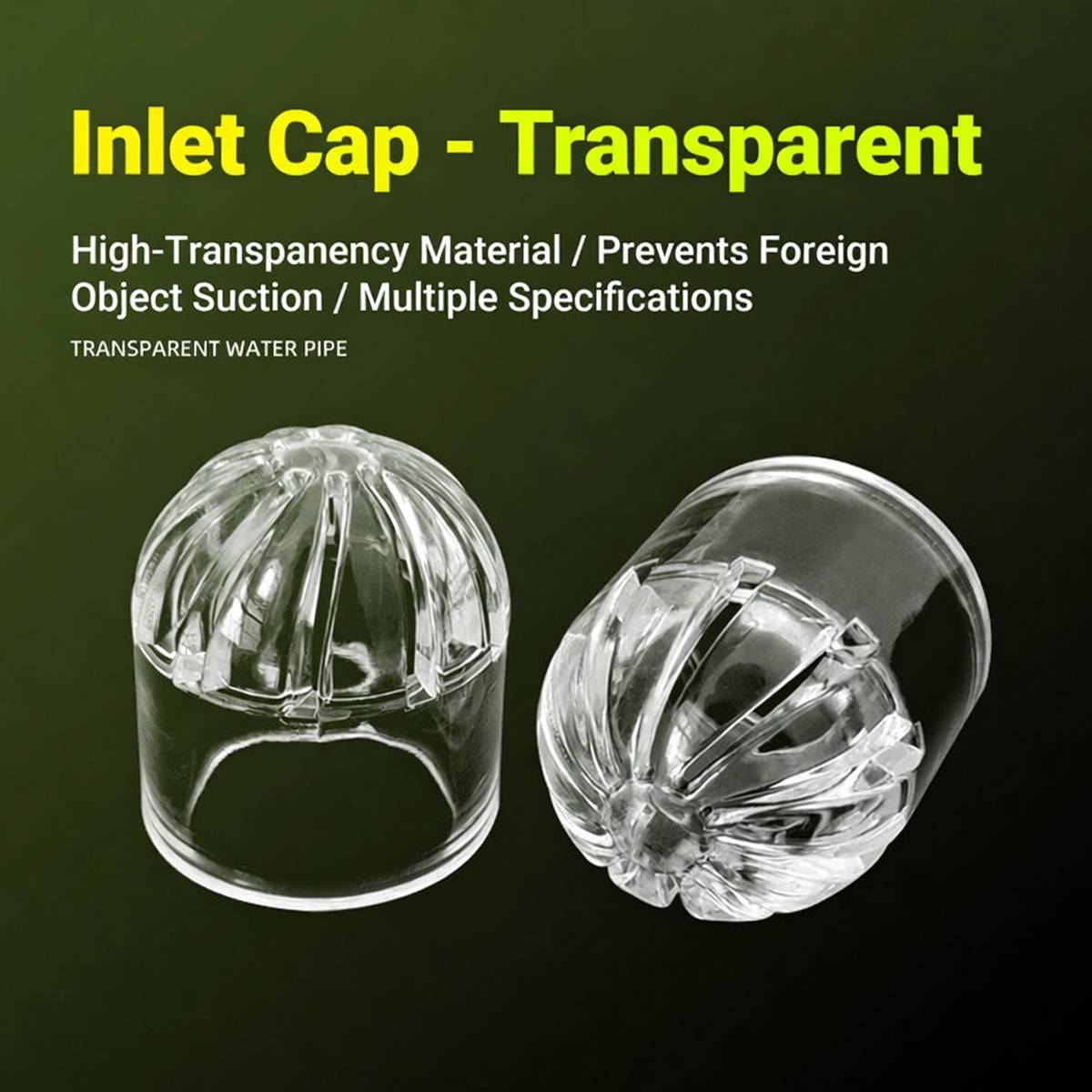 Five-pack clear acrylic aquarium inlet strainer caps – product view 6