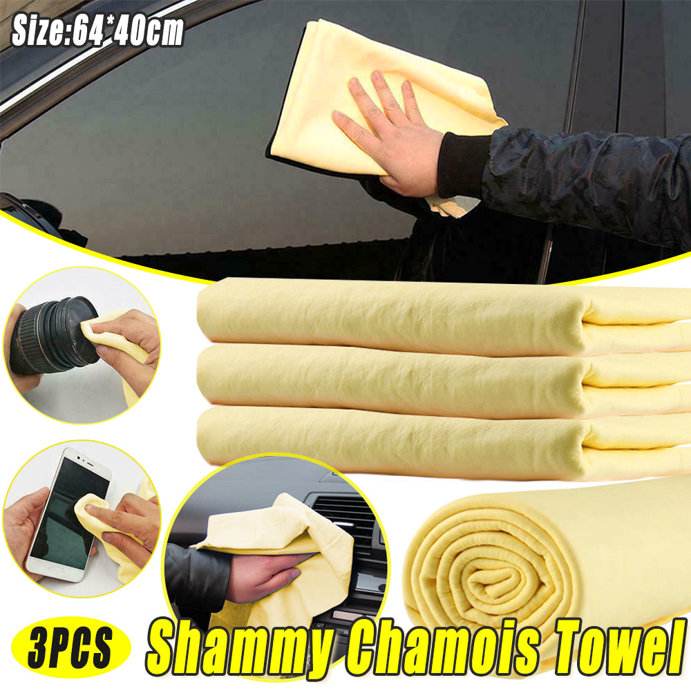 3PCS Synthetic Chamois Cloths Car Drying & Polishing Towel Set