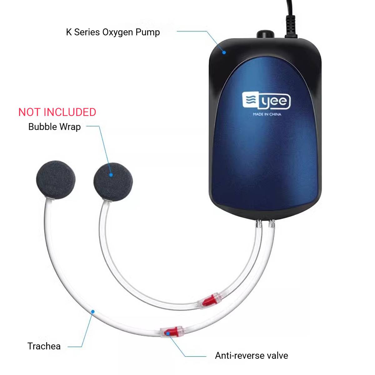 Yee Silent Aquarium Air Pump 6W 16L/min Dual Outlet