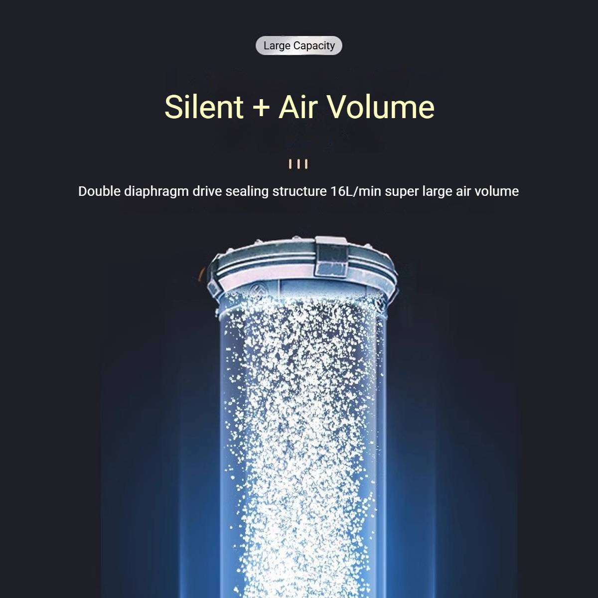 Yee Silent Aquarium Air Pump 6W 16L/min Dual Outlet