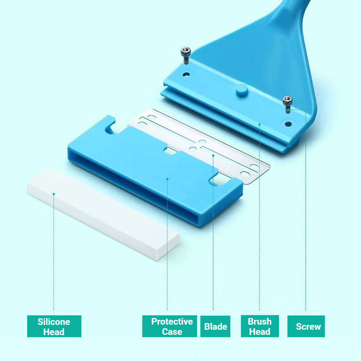 62cm Long Handle Aquarium Algae Scraper 2-in-1 Cleaning Tool