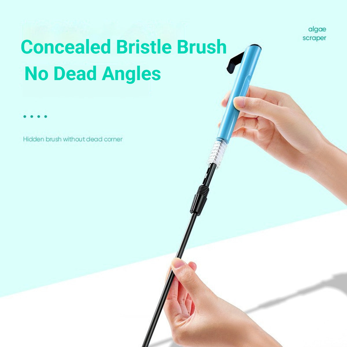 62cm Long Handle Aquarium Algae Scraper 2-in-1 Cleaning Tool