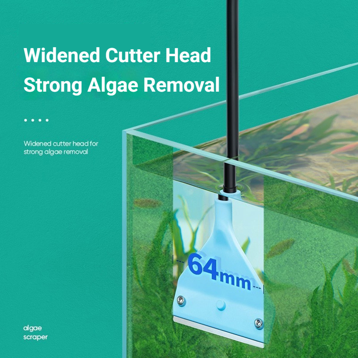 62cm Long Handle Aquarium Algae Scraper 2-in-1 Cleaning Tool