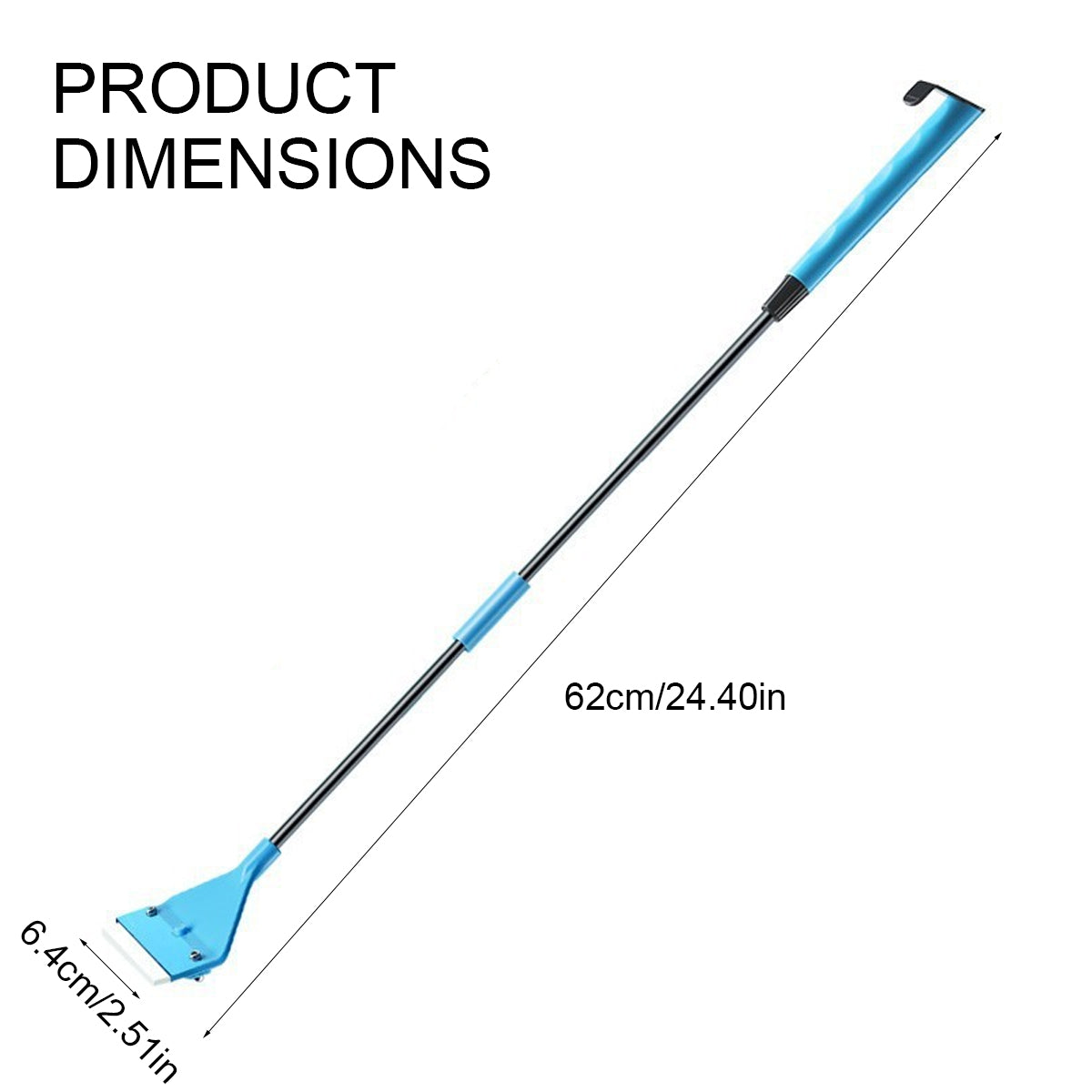 62cm Long Handle Aquarium Algae Scraper 2-in-1 Cleaning Tool