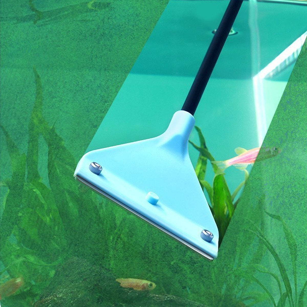 62cm Long Handle Aquarium Algae Scraper 2-in-1 Cleaning Tool