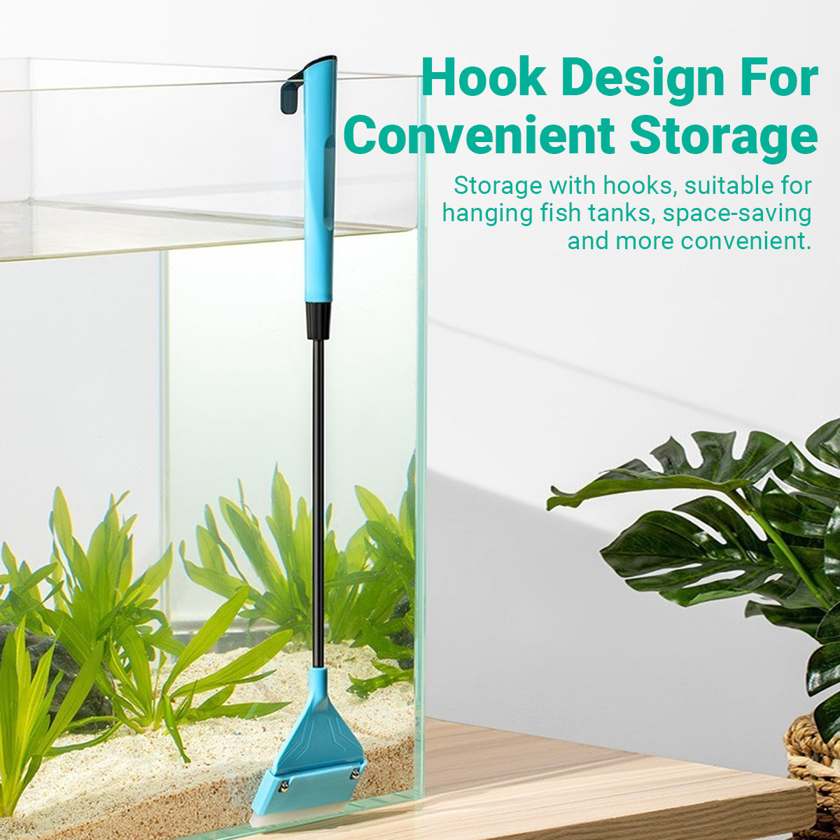 62cm Long Handle Aquarium Algae Scraper 2-in-1 Cleaning Tool