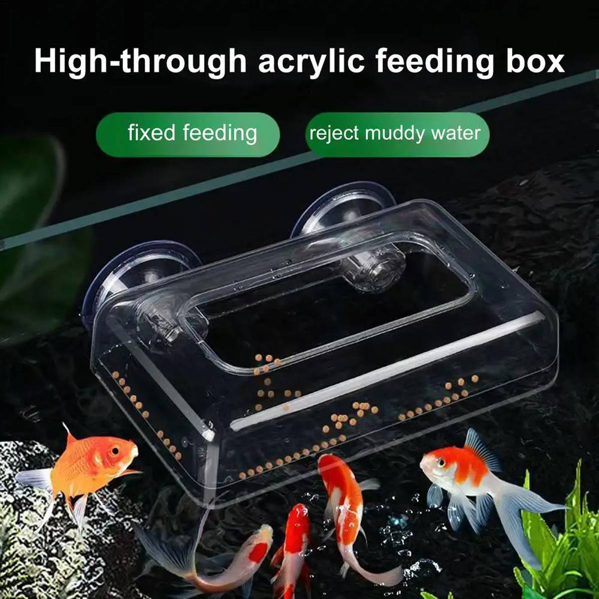 Red aquarium feeding cup with floating ring and suction cup – product view 9
