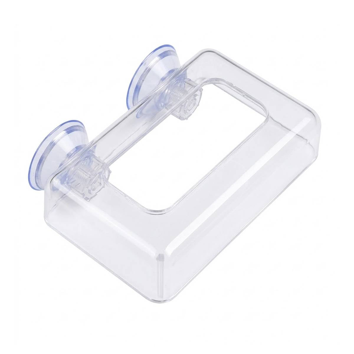 Red aquarium feeding cup with floating ring and suction cup – product view 3