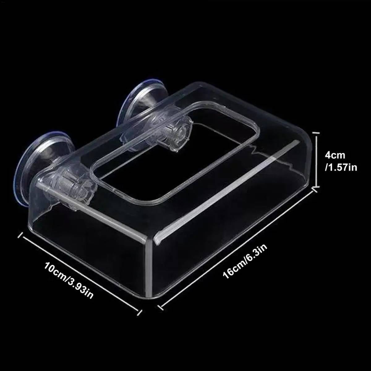 Red aquarium feeding cup with floating ring and suction cup – product view 4