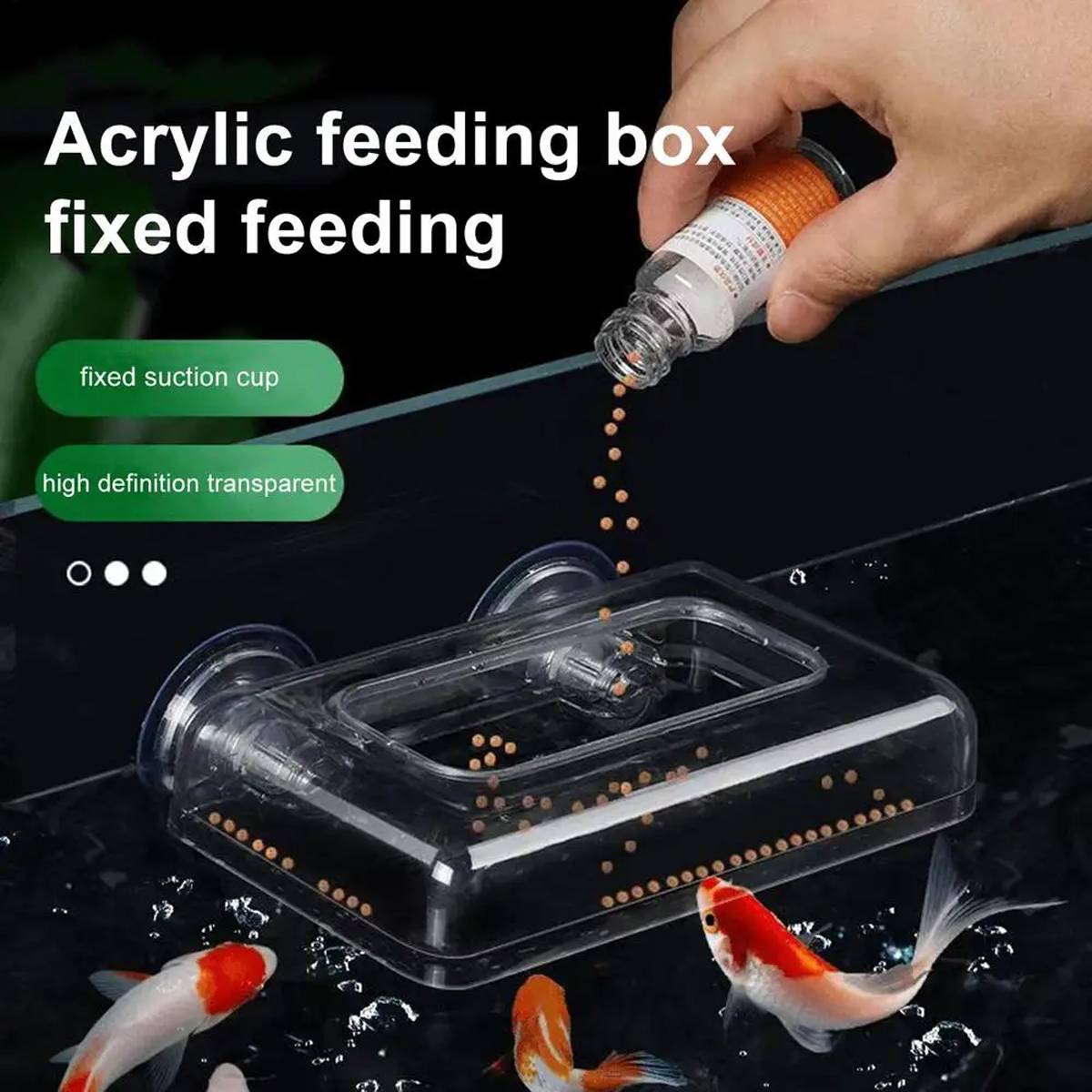 Red aquarium feeding cup with floating ring and suction cup – product view 12