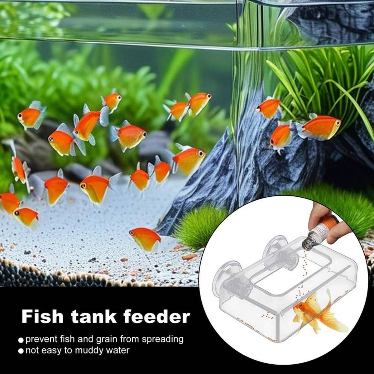 Red aquarium feeding cup with floating ring and suction cup – product view 13