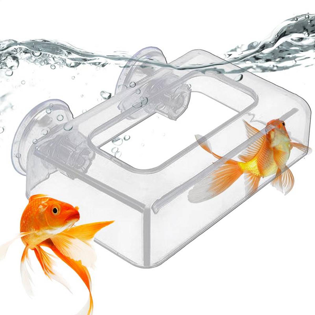 Red aquarium feeding cup with floating ring and suction cup – product view 7