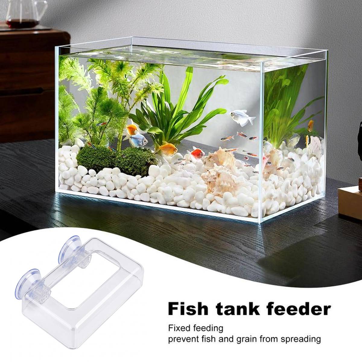 Red aquarium feeding cup with floating ring and suction cup – product view 8