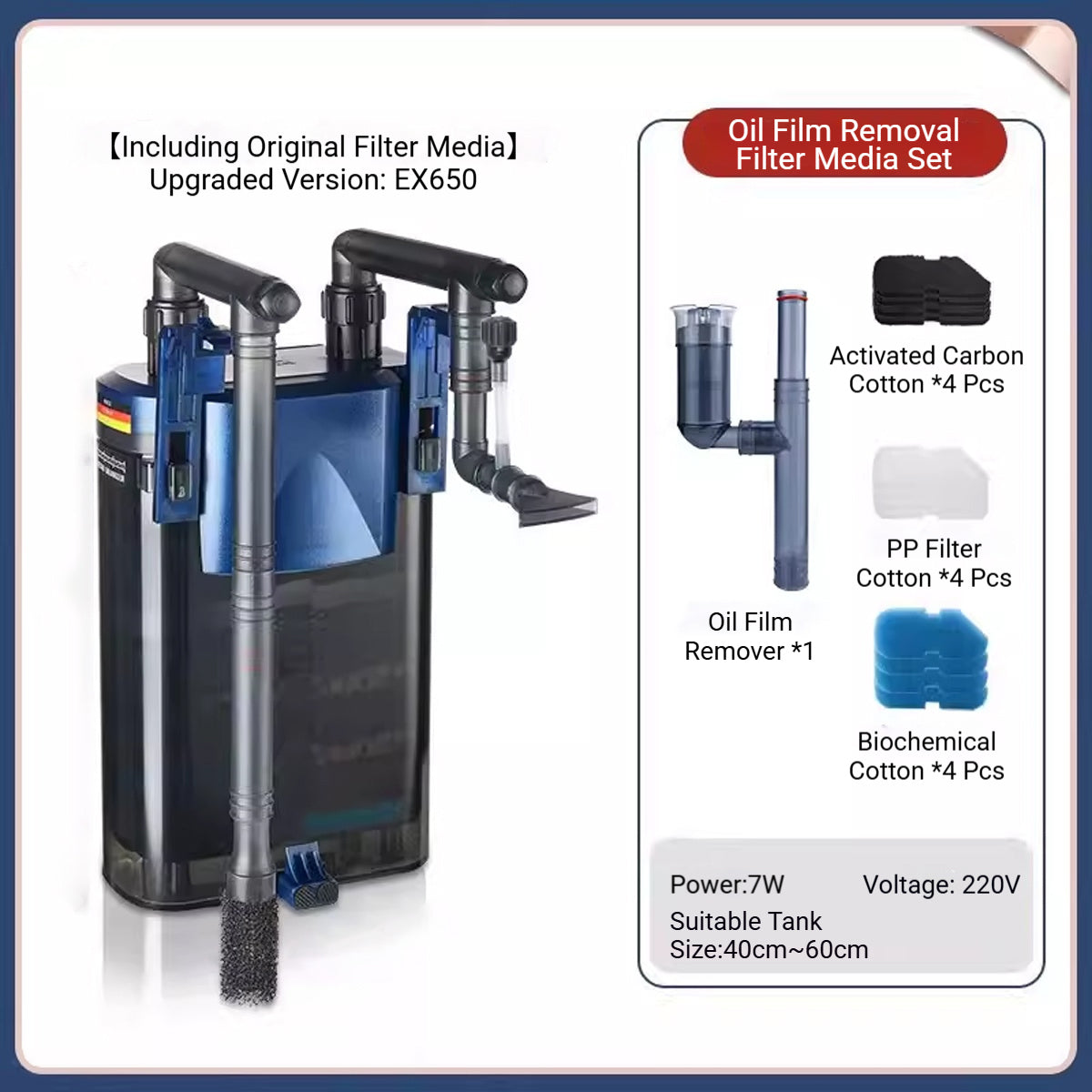 Amtra EX650 External Canister Aquarium Filter 650L/H