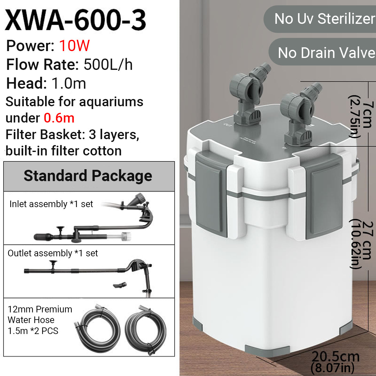 Aquarium Canister Filter External Water Purification System