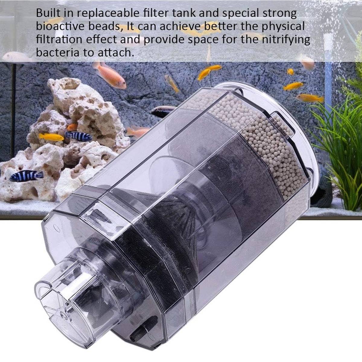 Toilet-style air-driven sponge filter for small aquariums – product view 13