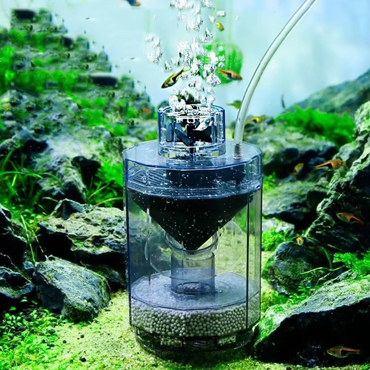 Toilet-style air-driven sponge filter for small aquariums – product view 5
