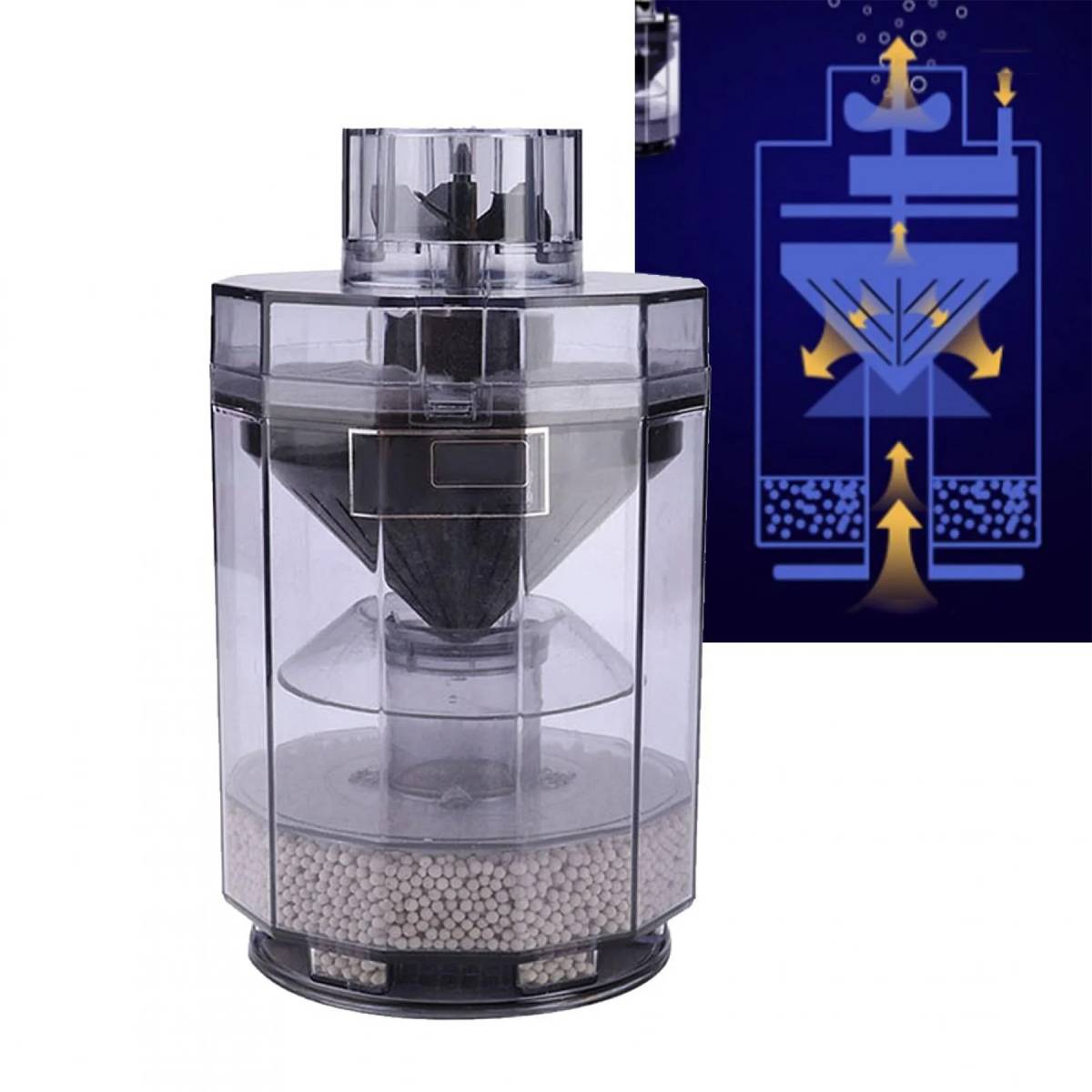 Toilet-style air-driven sponge filter for small aquariums – product view 8