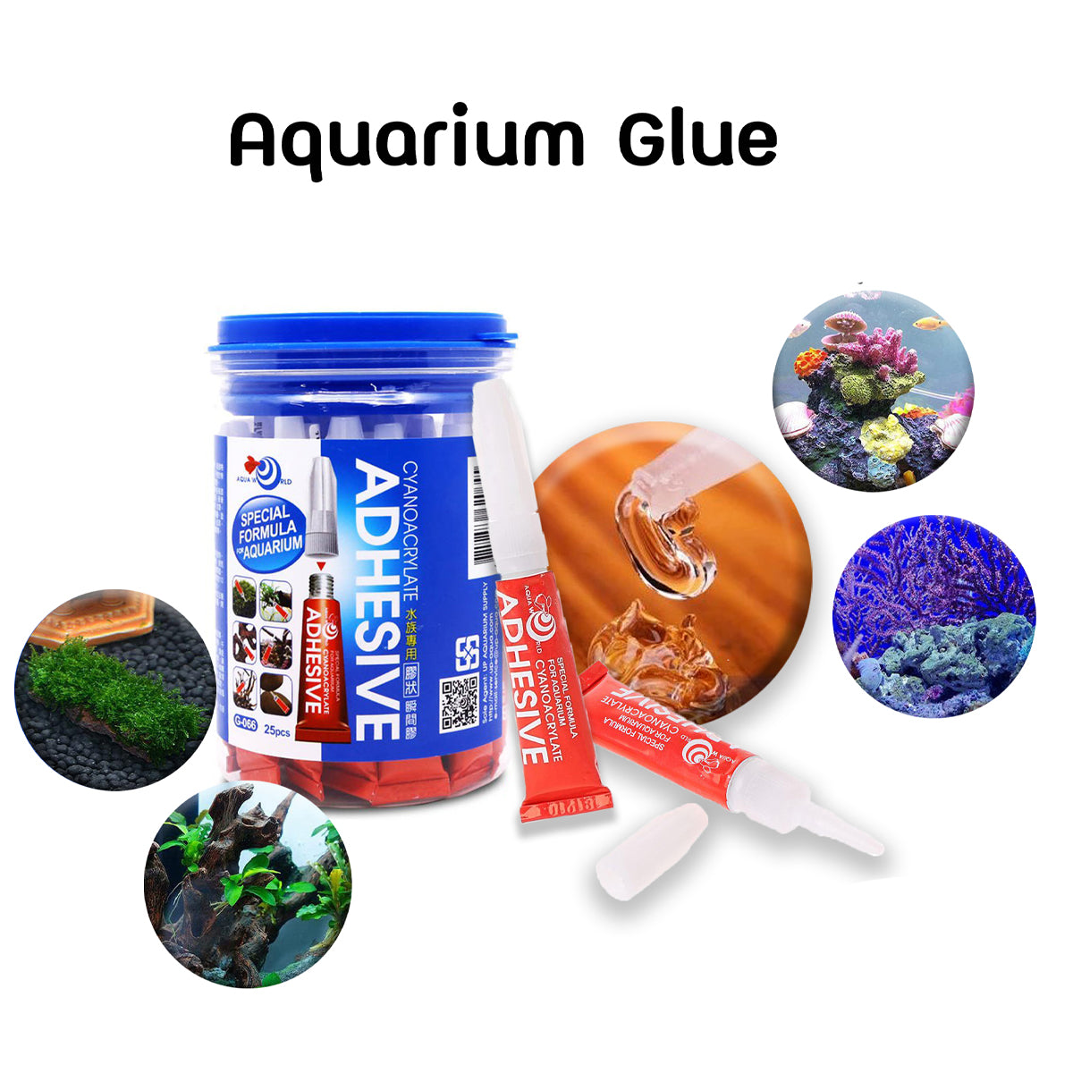 Fast-Acting Aquarium Glue for Aquatic Plants & Décor 25 Tubes