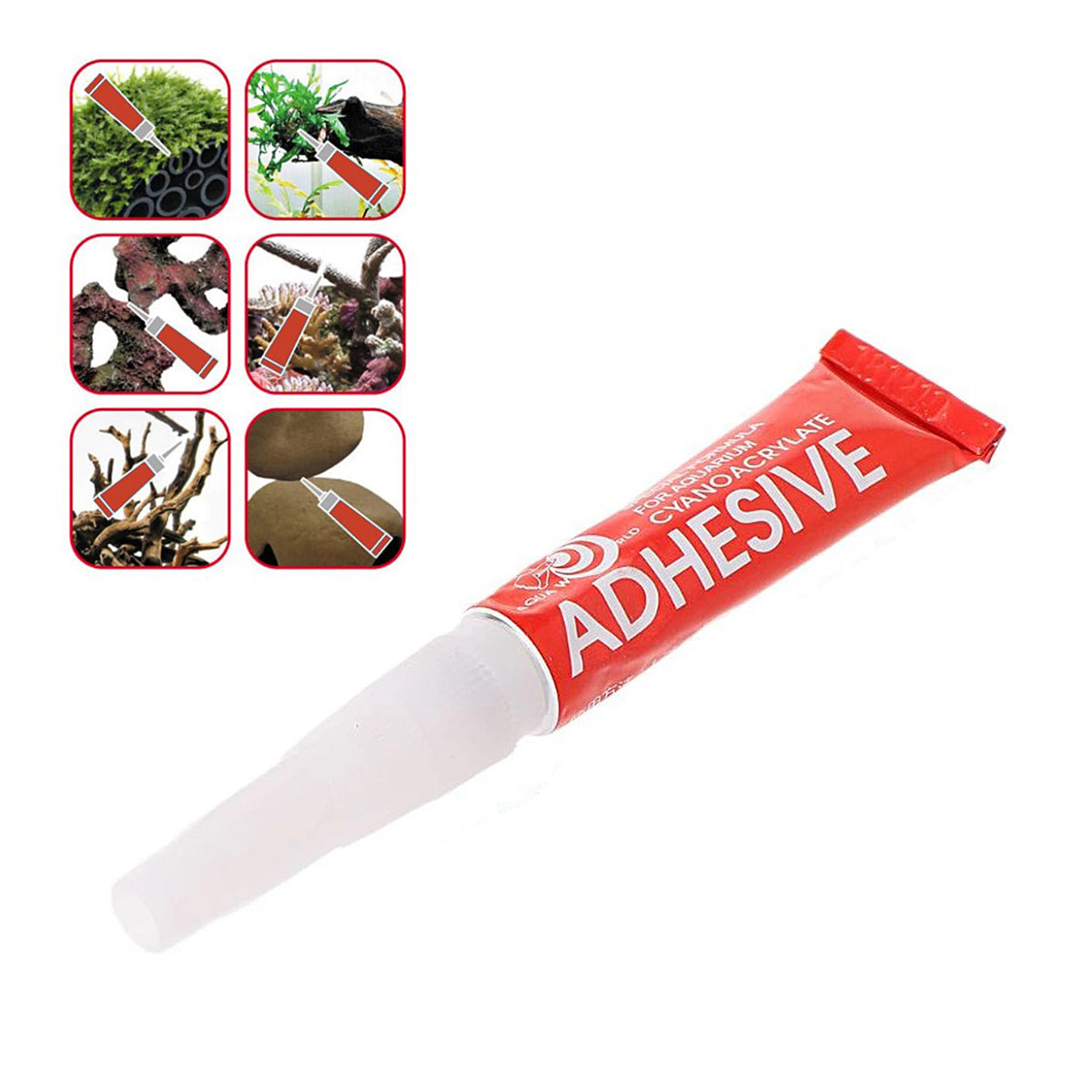 Fast-Acting Aquarium Glue for Aquatic Plants & Décor 25 Tubes