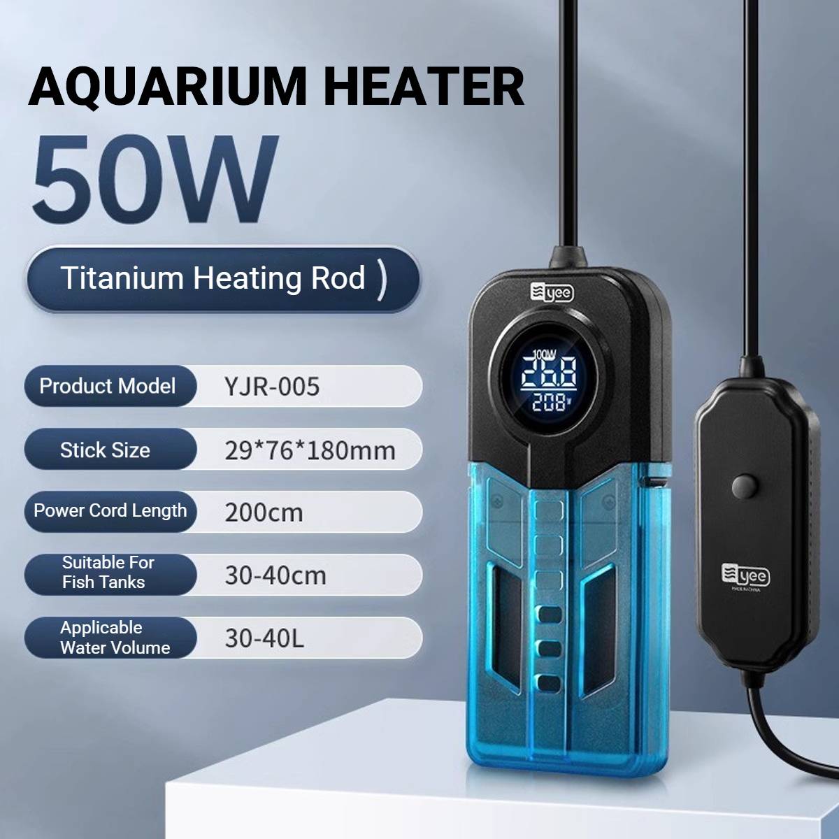 Yee 50W Digital Aquarium Heater with External Controller