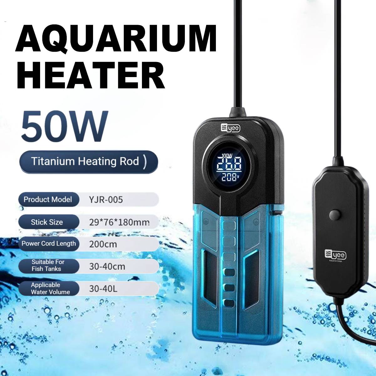Yee 50W Digital Aquarium Heater with External Controller