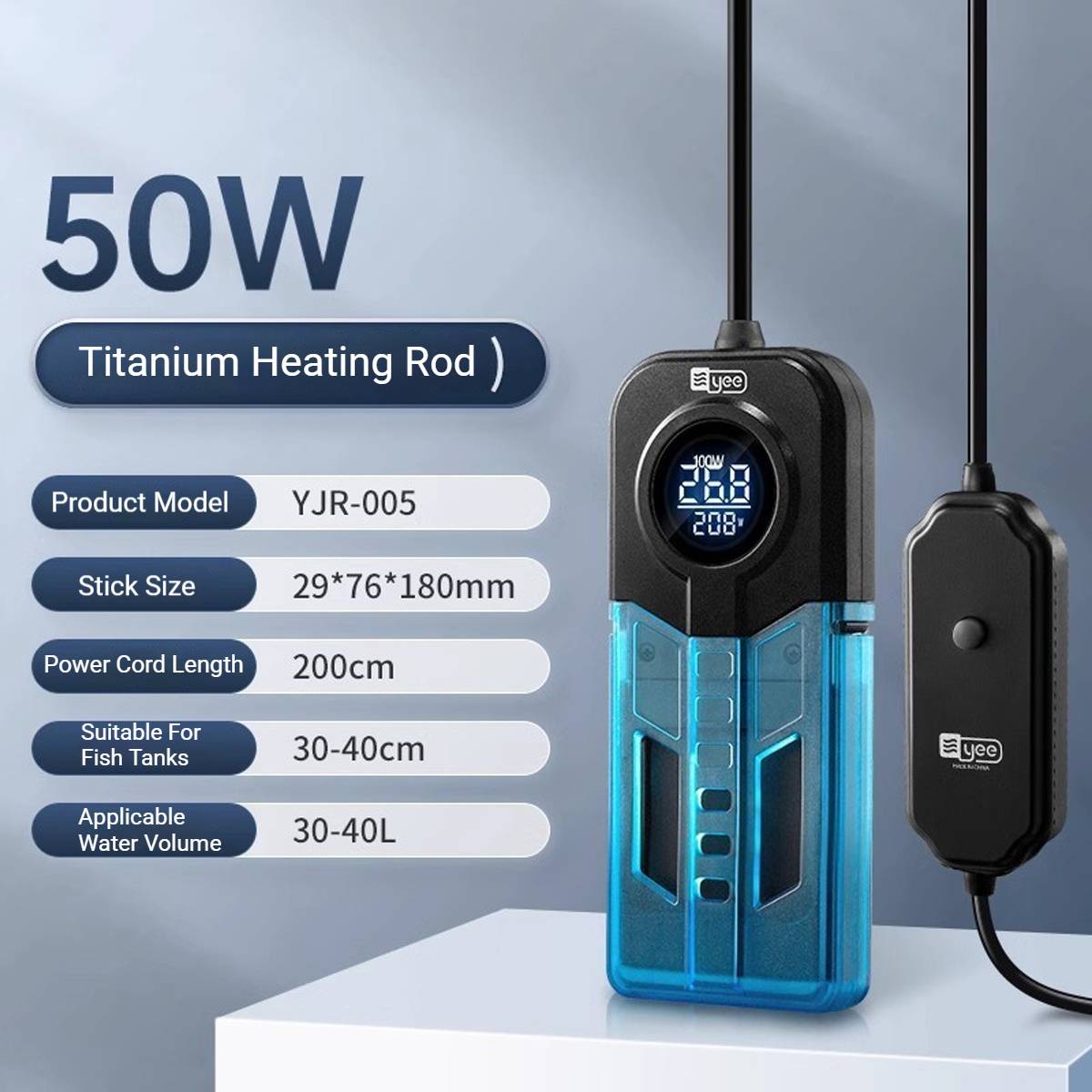 Yee 50W Digital Aquarium Heater with External Controller