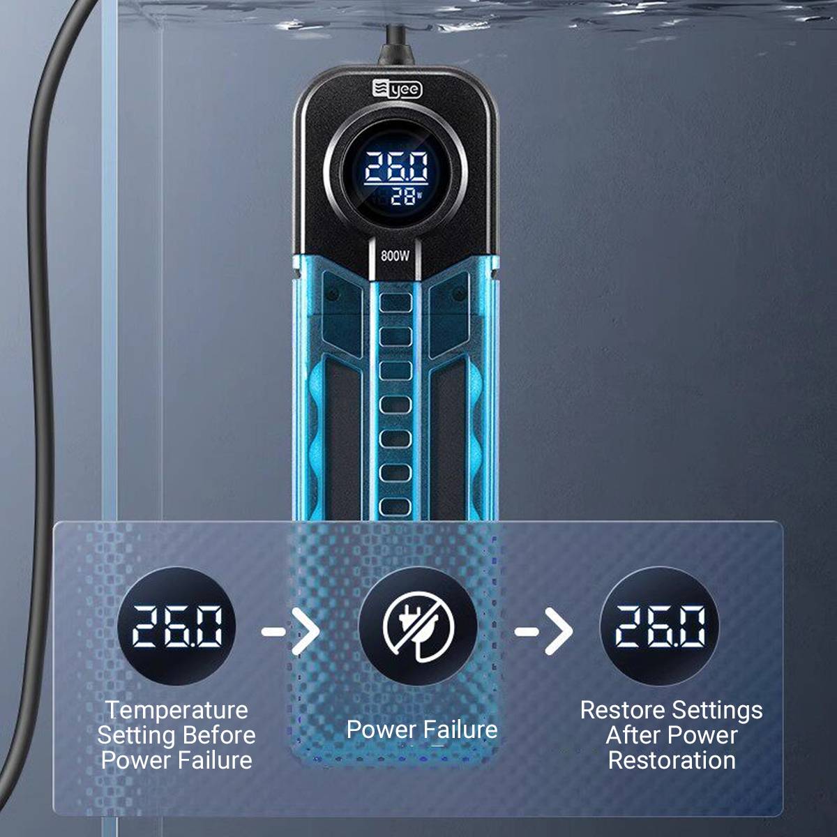 Yee 50W Digital Aquarium Heater with External Controller