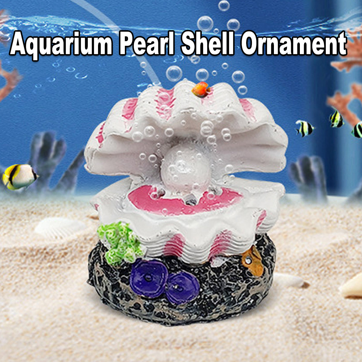 Aquarium Pearl Shell Decoration with Bubble Oxygenator