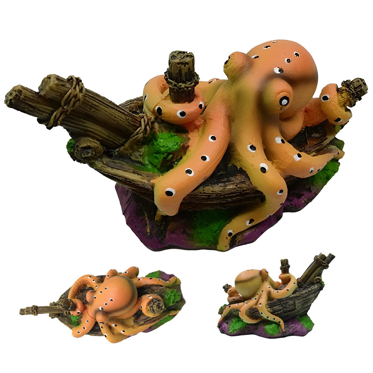 Resin Octopus Shipwreck Aquarium Decoration