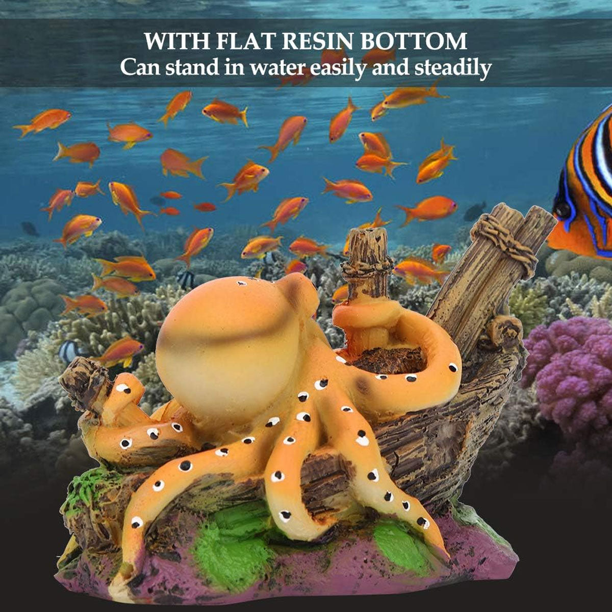 Resin Octopus Shipwreck Aquarium Decoration