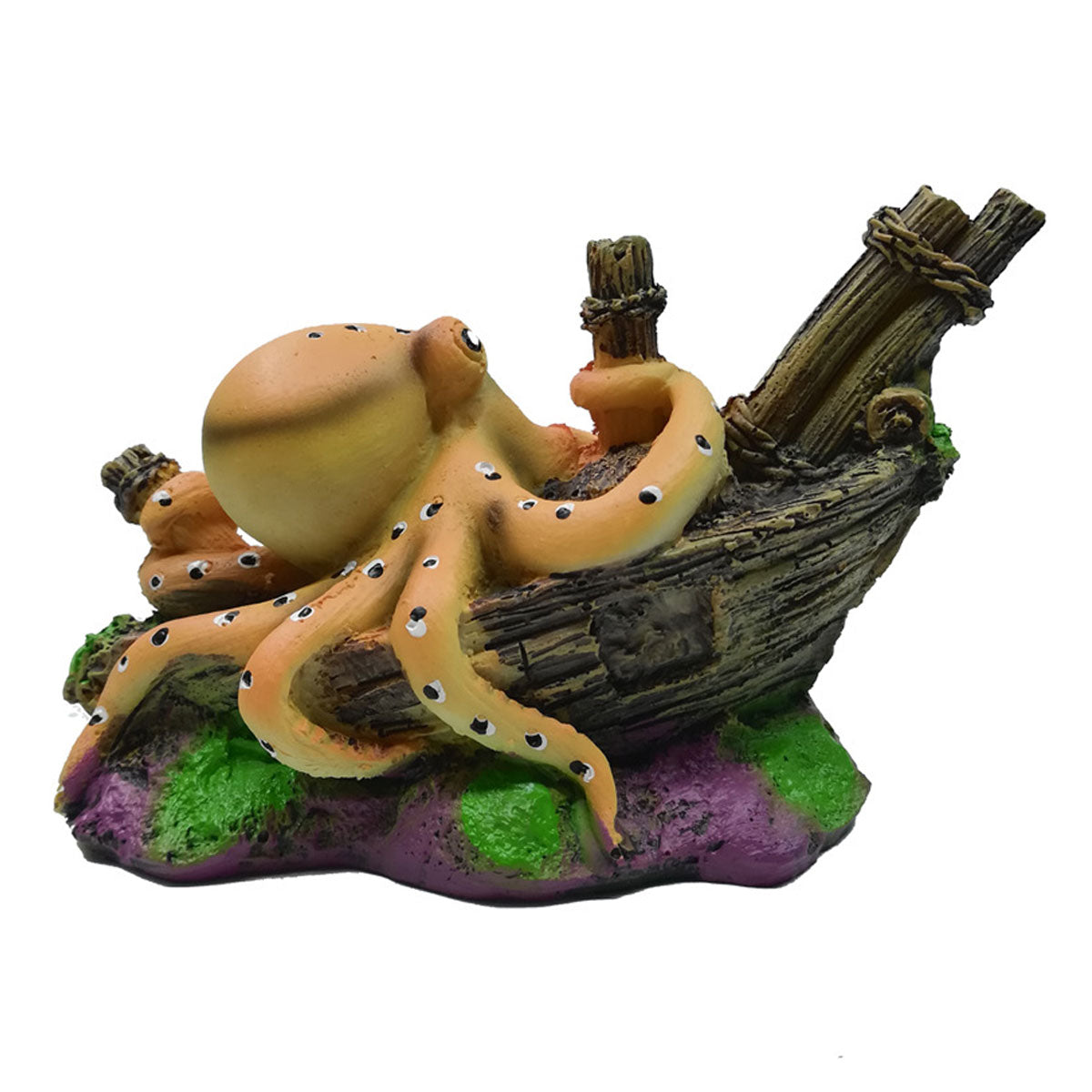 Resin Octopus Shipwreck Aquarium Decoration