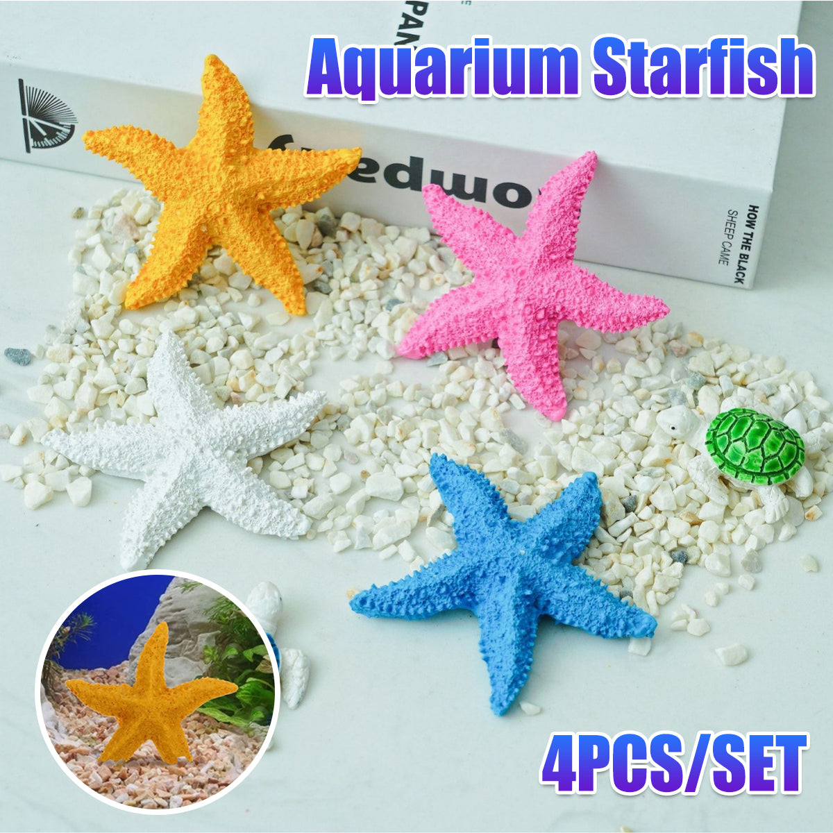 Aquarium Resin Starfish Decoration Set Of 4